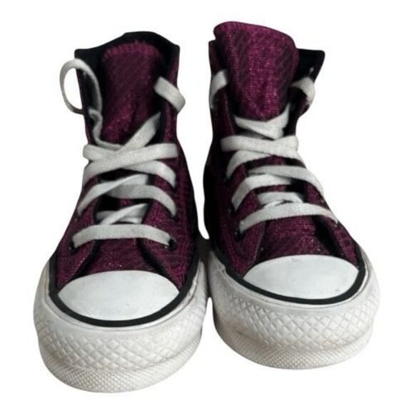 Converse Youth Kids Platform Lift Sneaker High Top Prime Pink Sparkle Size 12 - Picture 3 of 11